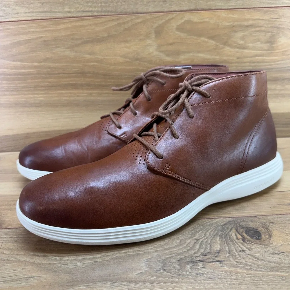 Cole Haan Grand Tour Chukka Boots Mens 10.5 Brown Leather Business Casual Modern
